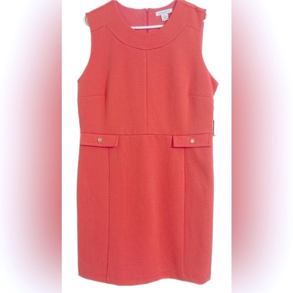 Liz Claiborne Dress XL Sugar Coral Sleeveless Textured Sheath Career Work 11/3 - Picture 8 of 10